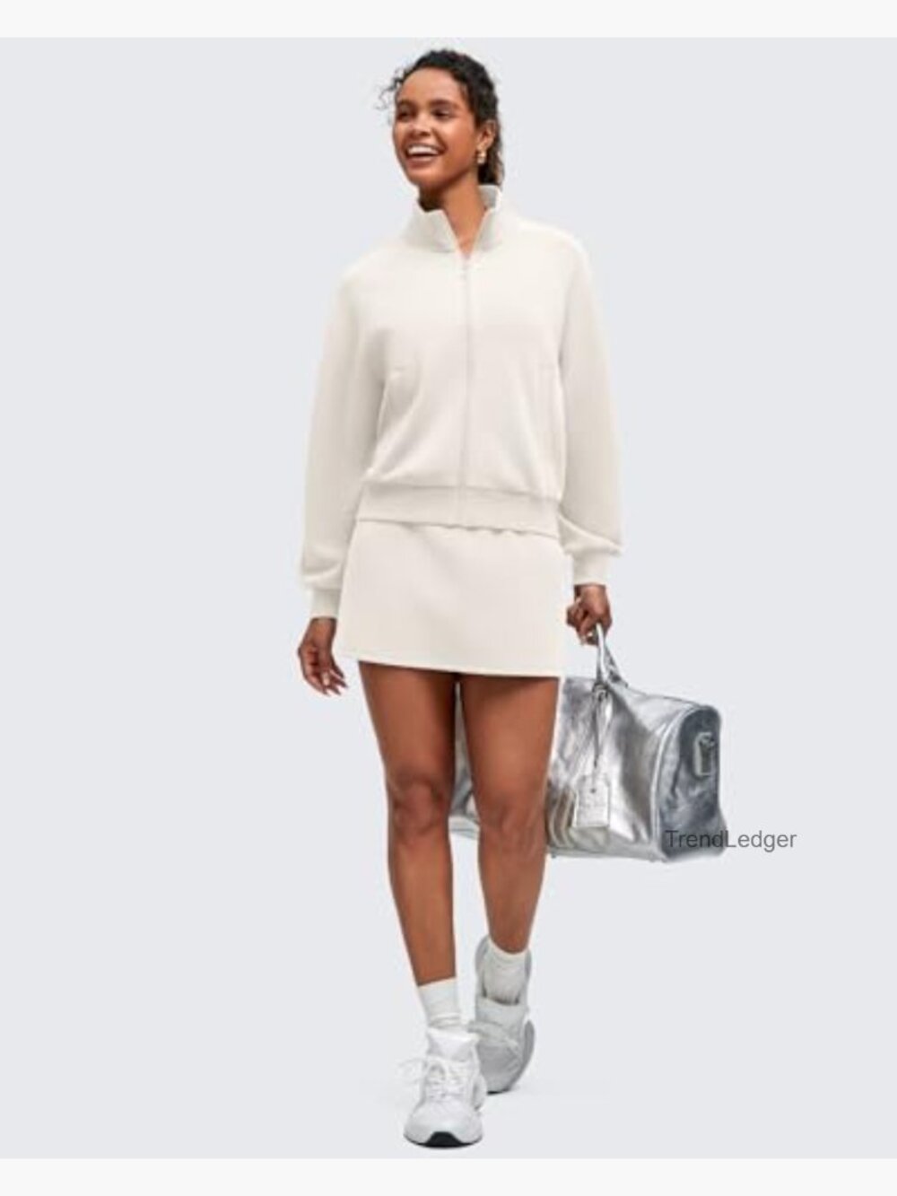 Zip Up Mock Neck Jacket with Pockets Soft Modal Stretch - Picture 6 of 7